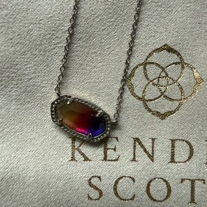Kendra Scott Silver Necklace with Rainbow Pendant